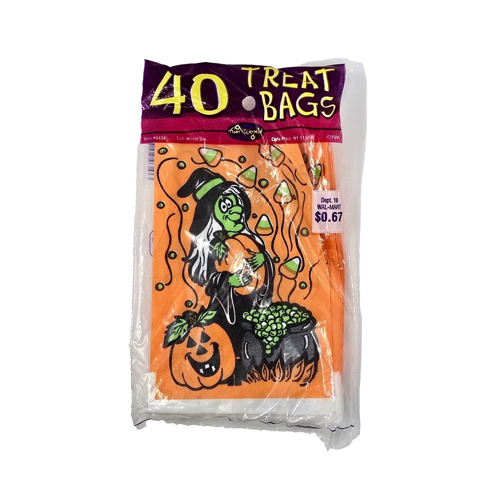 Vtg NOS Fun World Halloween Paper Witch Treat Party Bags 1995